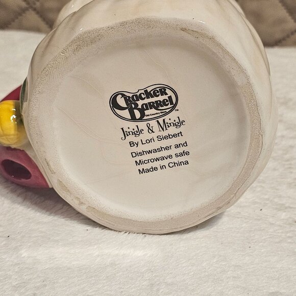 Cracker Barrel Jingle & Mingle Lori Siebert Christmas Santa Claus Mug NO SPOON - Picture 8 of 10